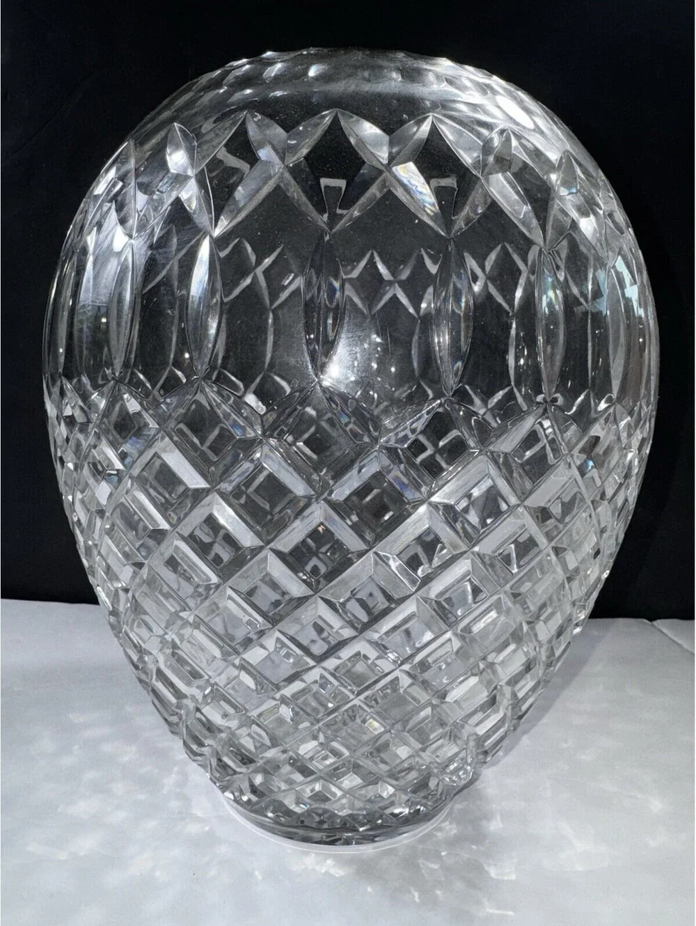 Vtg Polish Lead Crystal Vase Hand Cut Heavy Cut Glass Poland Starburst Base